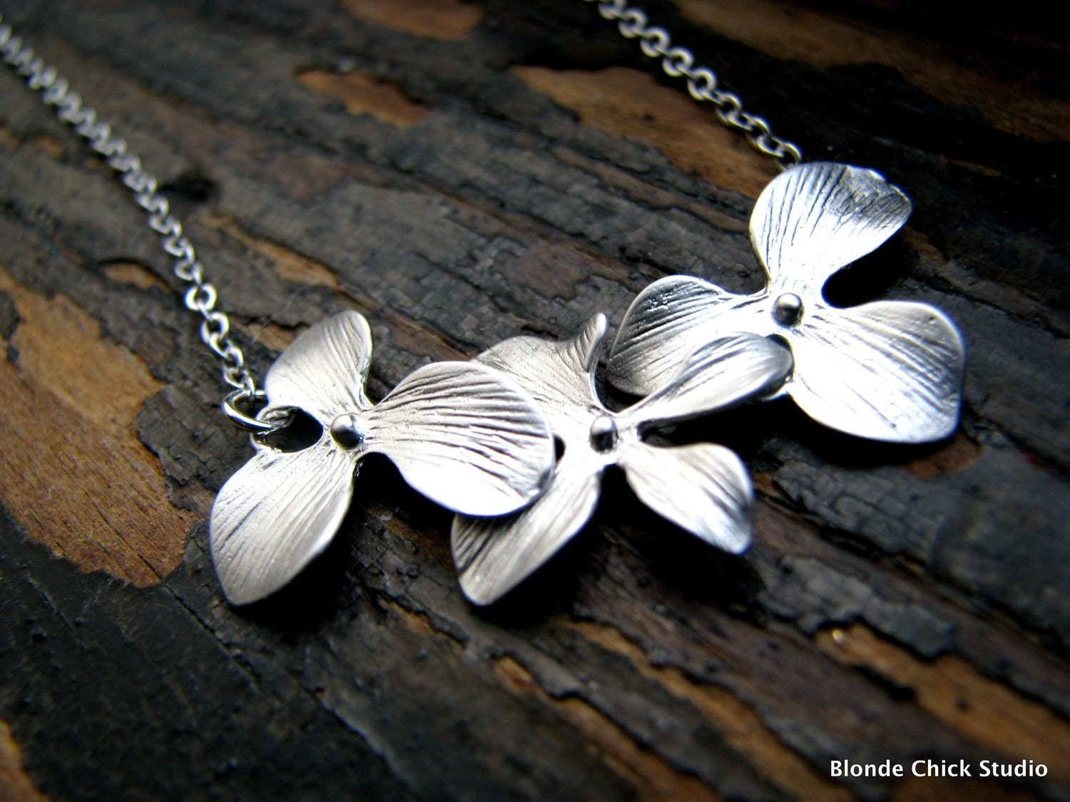RACHEL-Silver Orchid Necklace