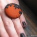 DECO RING no.10-Pumpkin Orange Fabric with Black Embroidered Lace Netting Overlay Spooky Halloween Ring-Made To Order