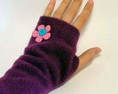Fleece Fingerless Gloves - Purple and Pink Glam (Girls xs - Ladies L)