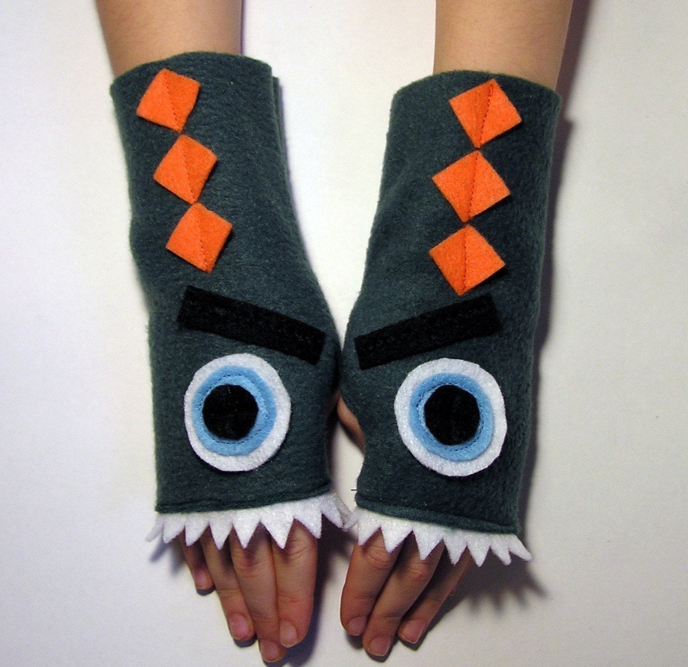 Fleece Fingerless Gloves Mittens for KIDS - Crocigators (Size XS - XL)