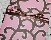 Pretty Chocolate Brown & Pink Handmade Notebook, 40 pages, Ribbon Binding