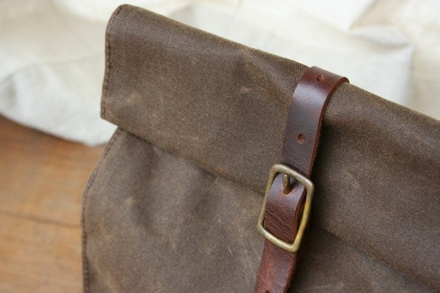 Dark Brown Waxed Canvas Lunch Bag