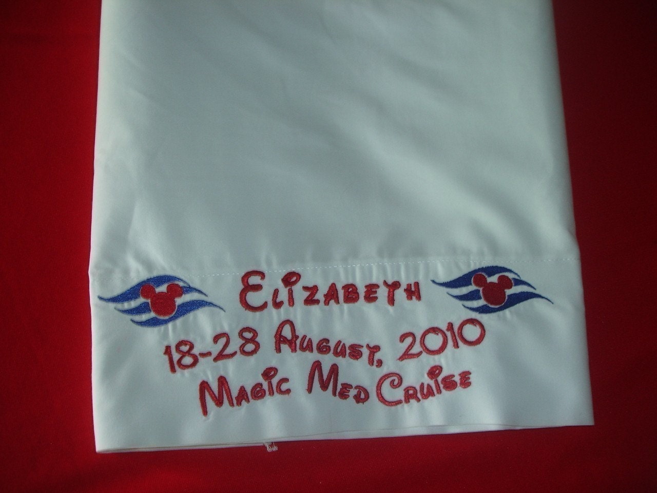 Personalized Signature/Autographed Pillow Case for Disney Cruise Line stitching on the end