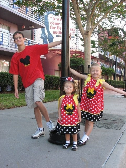 Red Youth brother and sister or twin Coordinated Mickey and Minnieoutfits