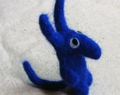 Mini beastie, fantasy creature, needle felted from pure wool, cobalt blue, child friendly
