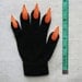 Halloween gloves with claws, black and orange, for Halloween costume or pretend play, one size stretch glove