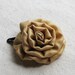 Fabric rose hair clip, in sandy gold silk, small