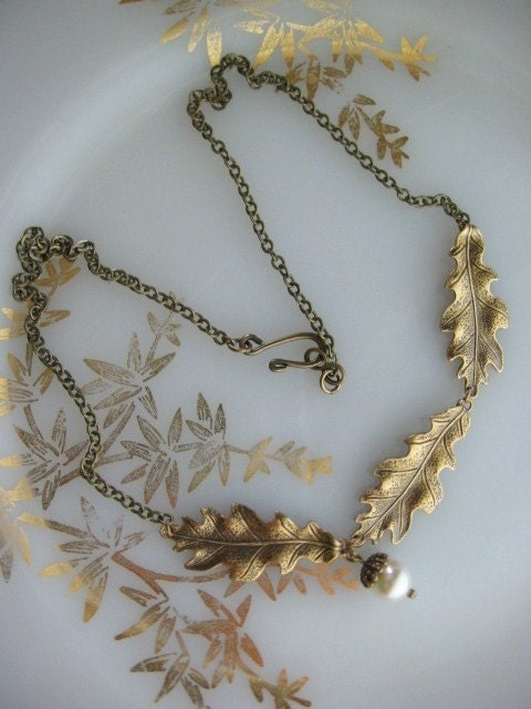 Oak Leaf Necklace, Oak Leaf and Acorn, Oak Jewelry, Acorn Jewelry, Oak Leaves, Leaf Necklace, Leaf Jewelry