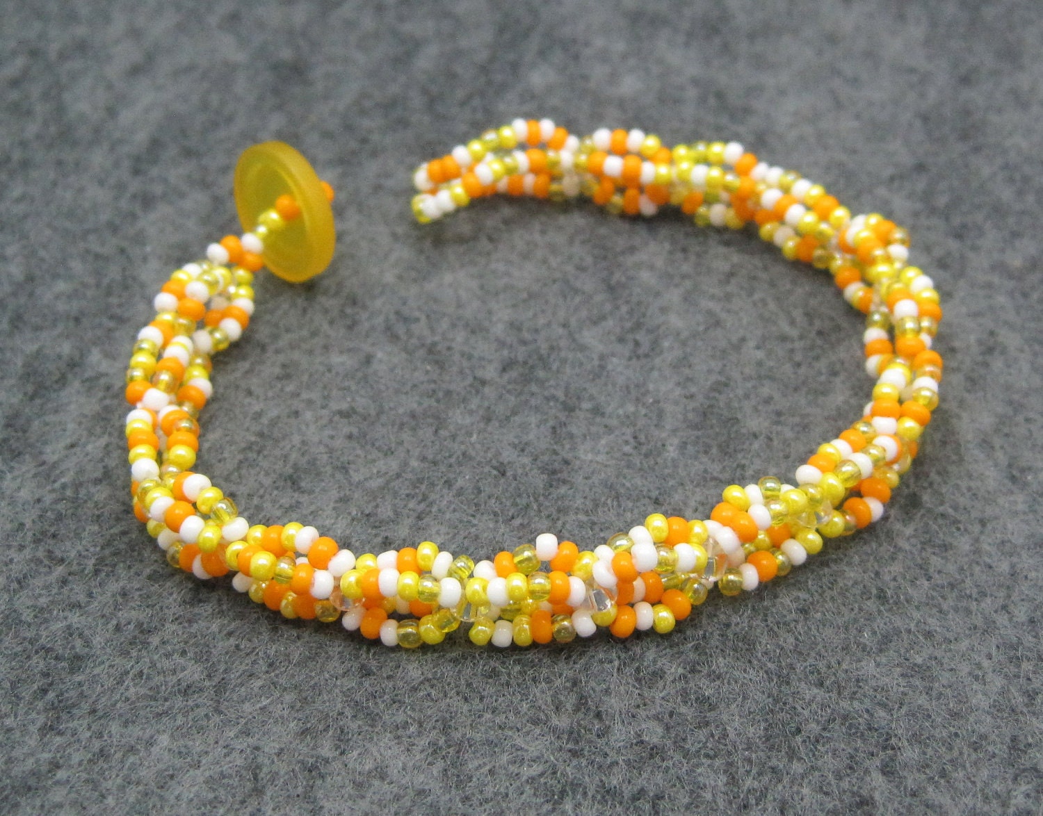 Beaded Bracelet - Pineapple Upside Down Cake Yellow Orange White by randomcreative on Etsy