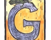 G is for Grasshopper Alphabet Series Print by monster in the closet on etsy