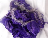 Recycled Sari Silk Ribbon Yarn Soft Fluffy Fuzzy Frayed Deep Violet Purple