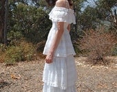 70s White Eyelet Summer Garden Wedding MAXI Dress