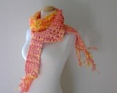 citrus melon sorbet. knitted cotton scarf orange lemon yellow peach apricot coral spring fashion winter accessories