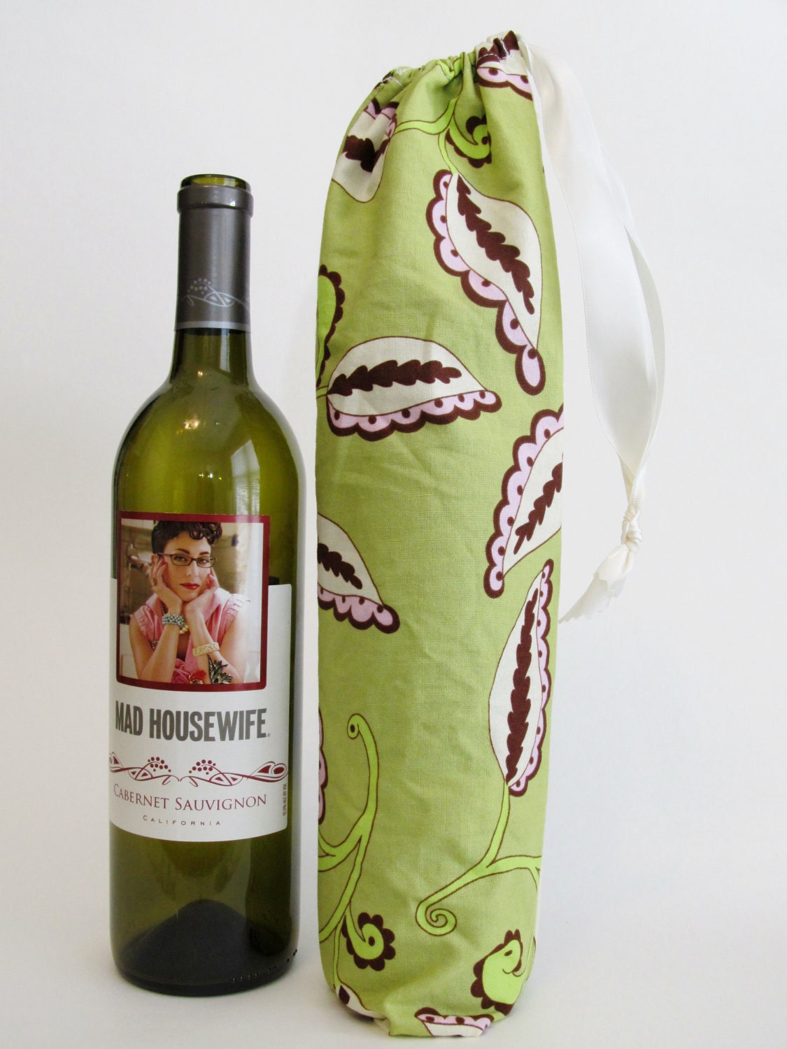 Reusable Bottle Gift Bag, Set of Two in Lime Green