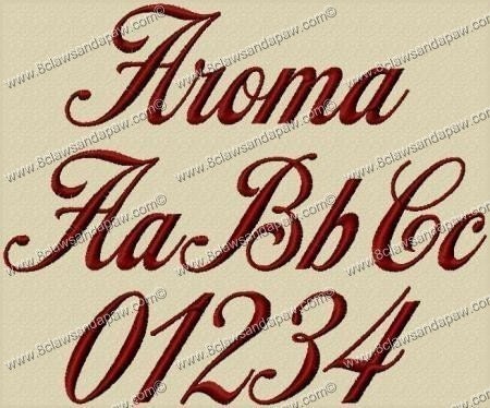 Aroma Embroidery Font 3 Sizes