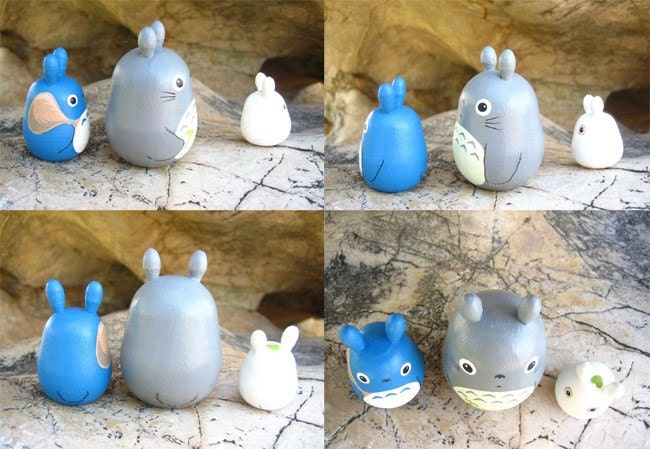 Set of 3 TOTORO DOLL Studio Ghibli mini figure model toy 4