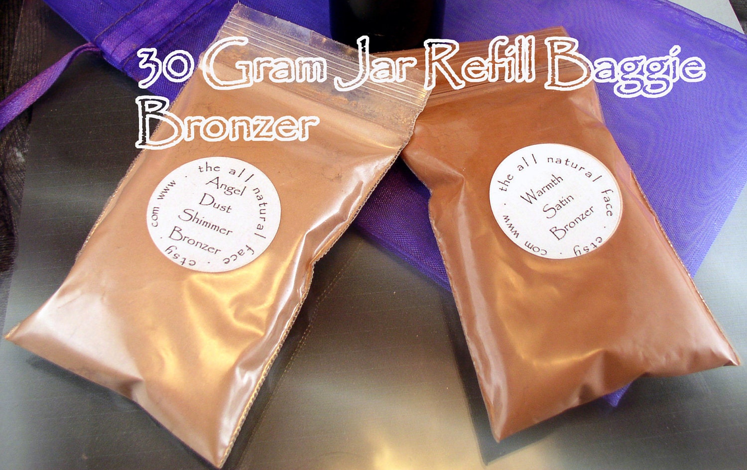 Vegan Bronzer Refill baggie for a 30 gram jar ( apprx 10-12 grams powder)