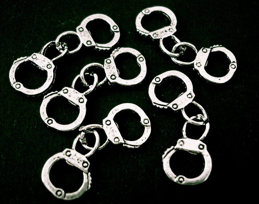 Silver Handcuff Charms Connectors 5