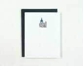 Minneapolis Minnesota Icons blank card set with Basilica, Target Field, Guthrie, Orpheum & State Theatre, Pillsbury's Flour illustrations