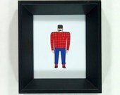 Paul Bunyan Statue framed art - Bemidji Minnesota Icon illustration in red, black and blue of lumberjack in plaid flannel