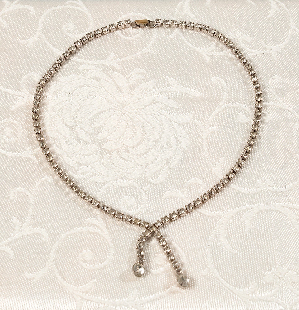 1940's Rhinestone Necklace, Hollywood Glamour, Wedding