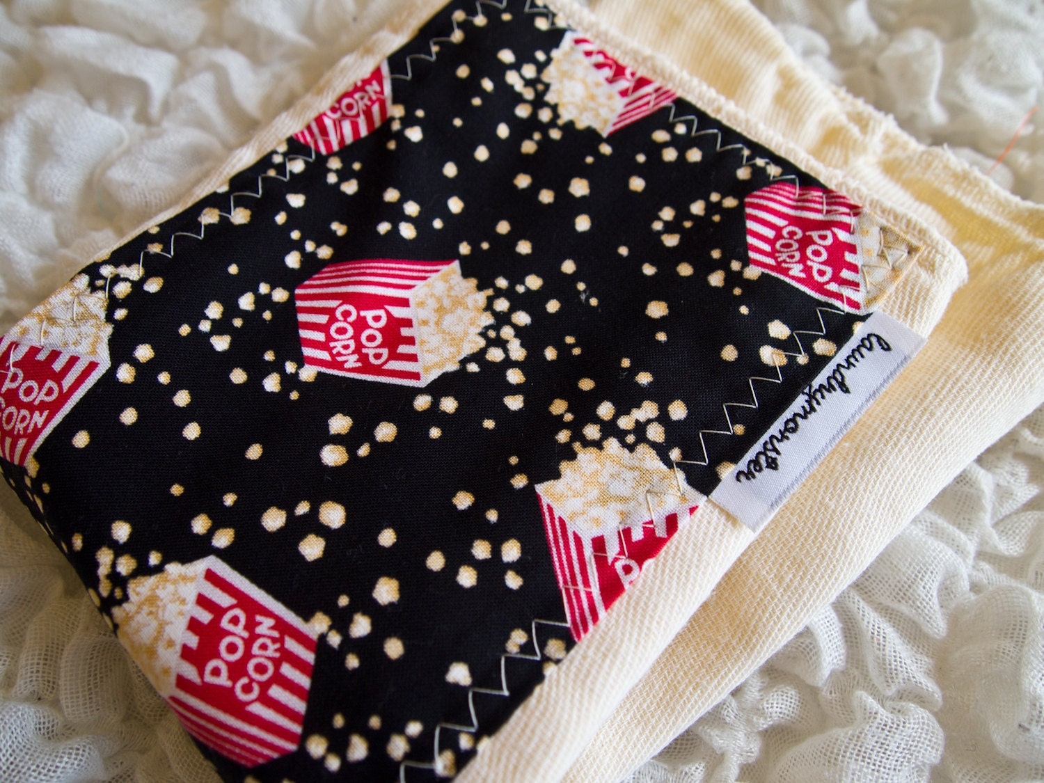 baby burp cloth - Ivory movie popcorn hand dyed baby burp cloth