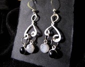 Sterling Silver Moon Phase Gemstone Earrings