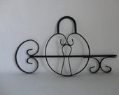 lock and key...VINTAGE black wrought iron skeleton KEY and LOCK wall hanging