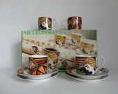 VINTAGE 1991 sakura ESPRESSO SET (metropolitan pattern / set of 4 in original box)