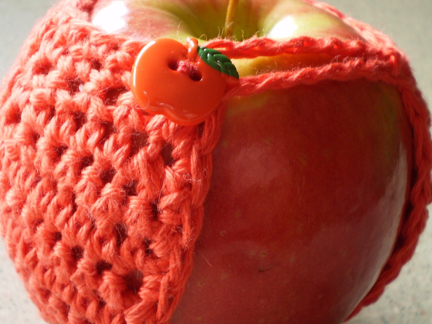 Apple Cozy Crocheted from Red Cotton Yarn