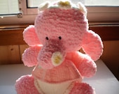 Pink Plush Hand Knitted Elephant