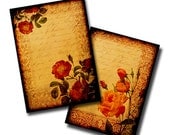 Digital Collage Sheet Romantic Victorian Roses on Antique Handwritten Letter