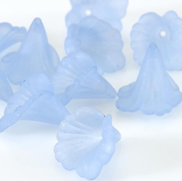 Sky Blue Frosted Acrylic Lucite Flower Bead 16mm  - 10pc (ST314)