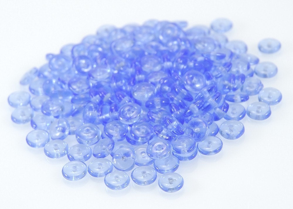 Light Blue Czech Glass Flat Round 6mm  Bead - 50  (ST164-50)