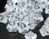 Czech Glass Bead ON SALE Clear Crystal Bell Flower 6x8mm  - 25        (ST001-25)