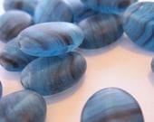 Blue Matte Czech Glass Bead 9x12mm  Oval Flat - 12 pieces   (ST538)