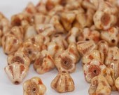 Butter Pecan Czech Glass Bead Bell Flower 8x6mm   - 20     (ST619-20)