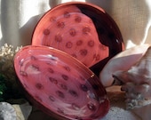 Plate Set- SALE- Spotted Ruby Red Pair of 2 Stoneware, (was 58)