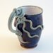 Squid Latte Mug- Inky Brown, Blue Octopus Stoneware