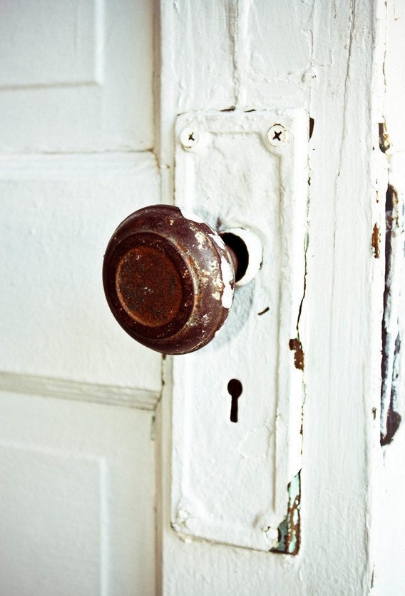 White Vintage Door & Knob Fine Art Photograph