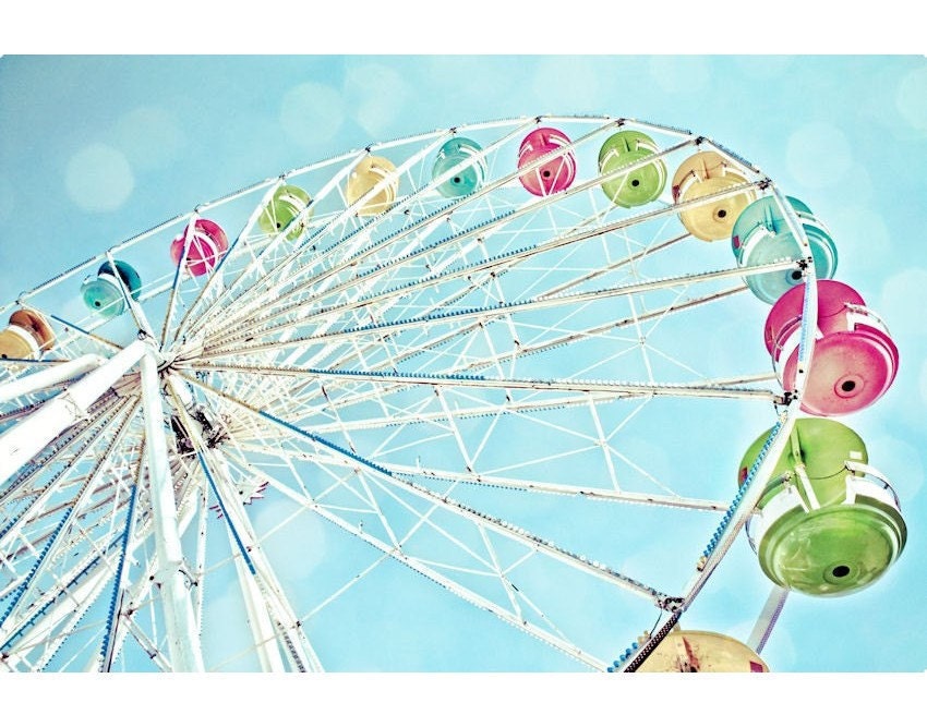Rainbow Ferris Wheel & Blue Sky Fine Art Photograph