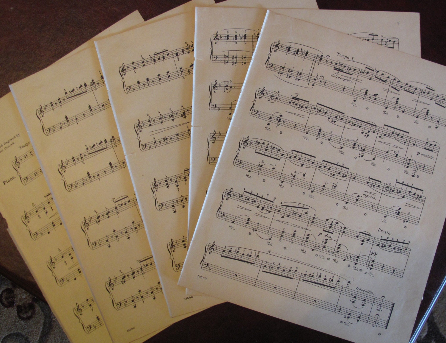 5pc Paper Pack Vintage 1920's Hymnal Sheet Music Large Sheets