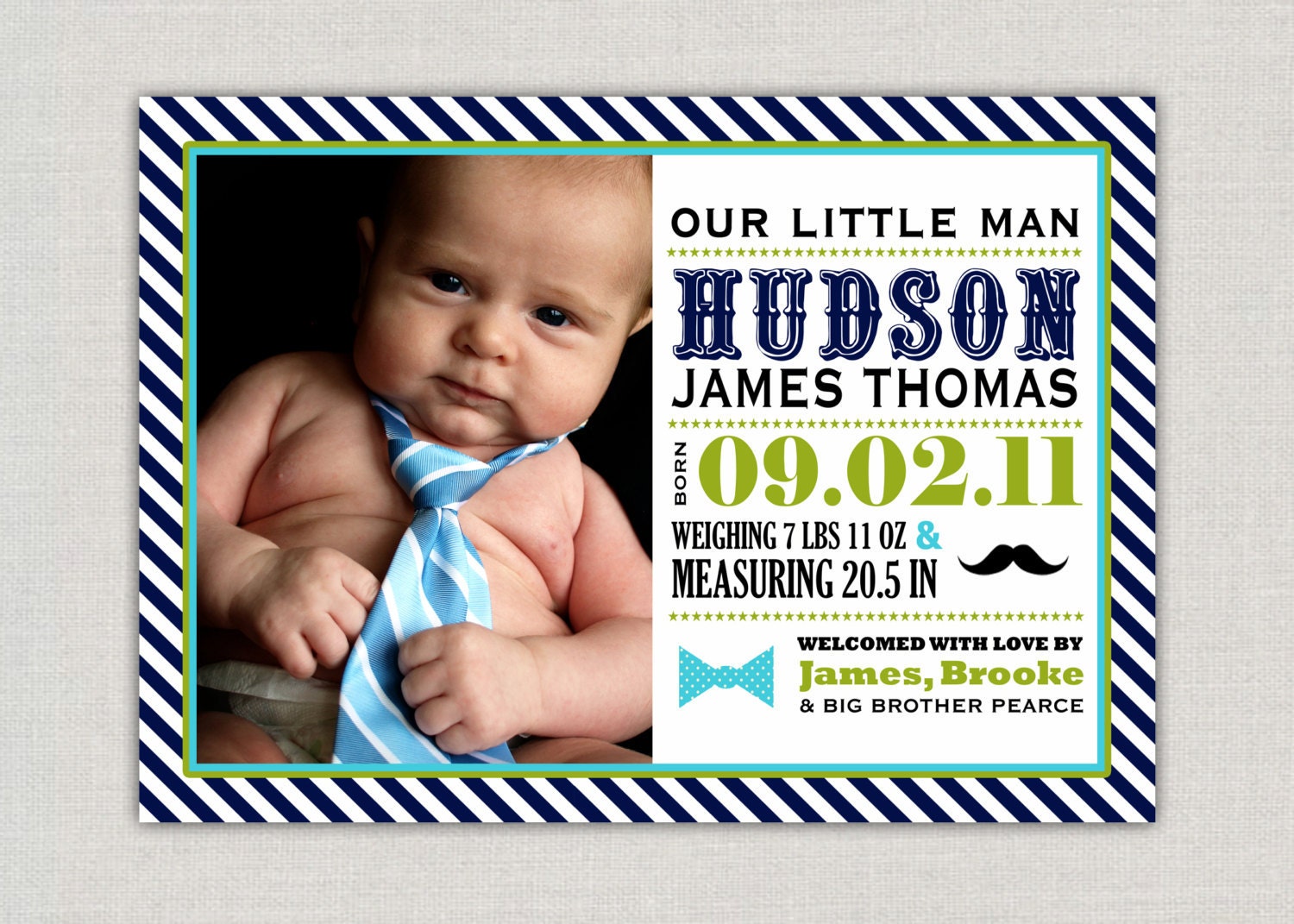 Little Man Baby Boy Birth Announcement
