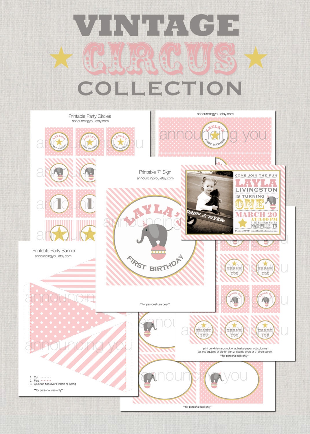 Baby Shower Invitation - Pink Circus