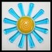 Glassworks Northwest - Brilliant Aqua Daisy Flower Stake - Fused Glass Garden Art