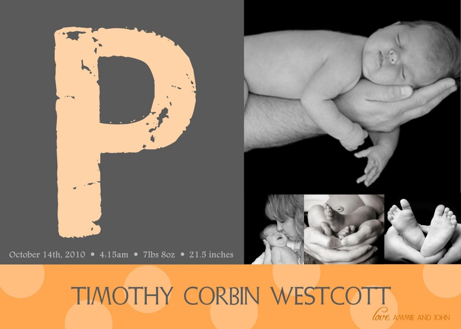 Stamped with love Custom Photo Birth Announcement Il_570xn