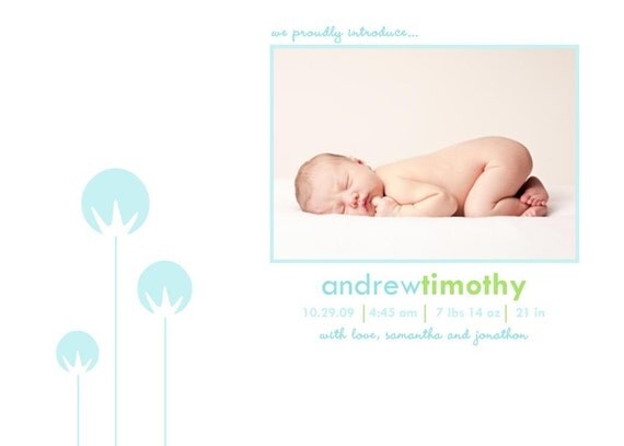 LITTLE TREES...Custom Photo Birth Announcement...by KM Thomas Designs Il_570xn