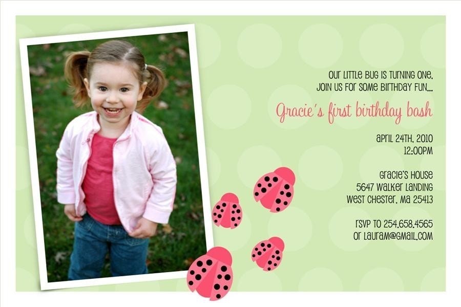 Sweet Little Ladybug Custom Photo Birthday Inivitation Il_570xn