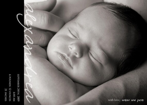Simple Modern Custom Photo Birth Announcement Il_570xn