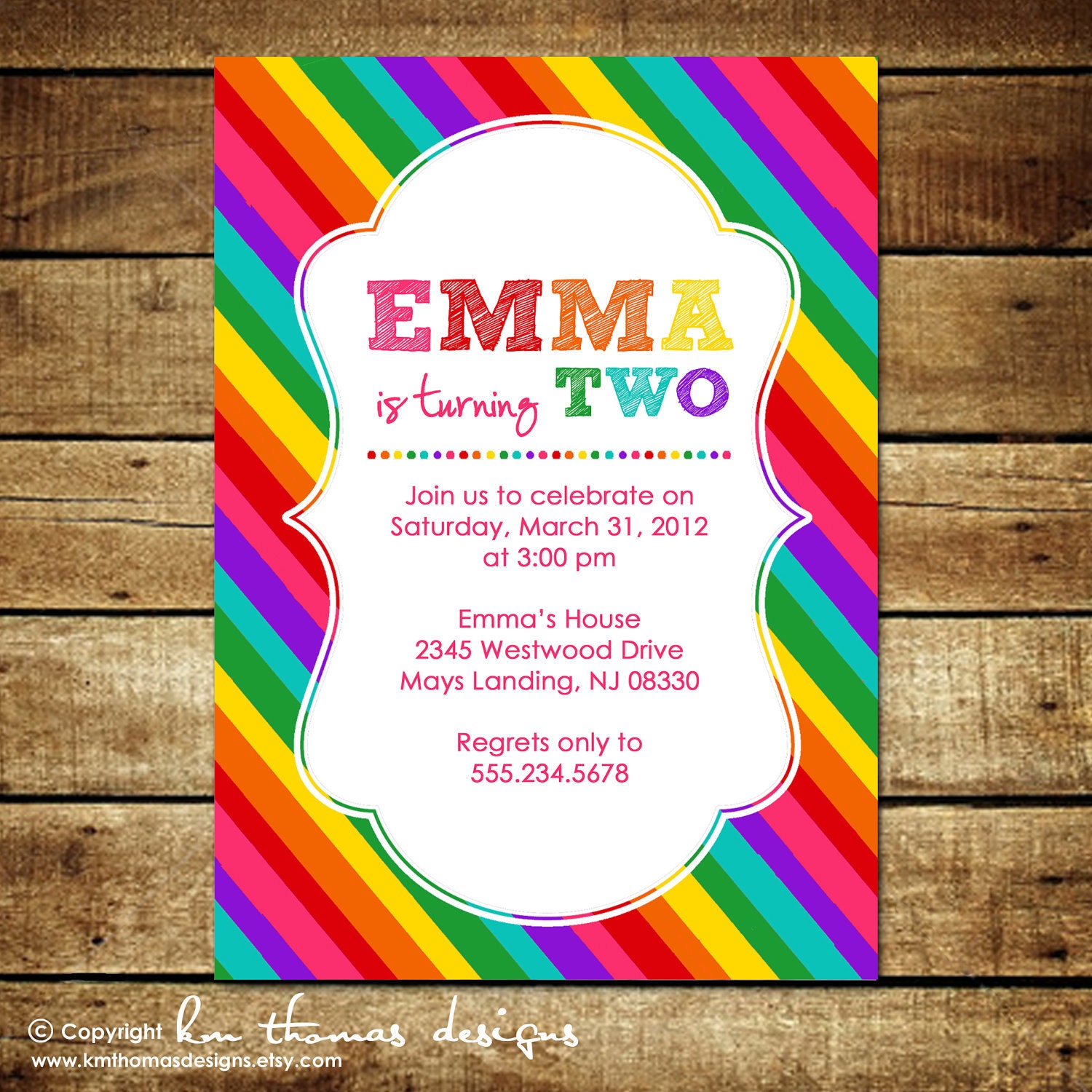 OVER the RAINBOW...Custom Birthday Invitation...by KM Thomas Designs Il_570xn